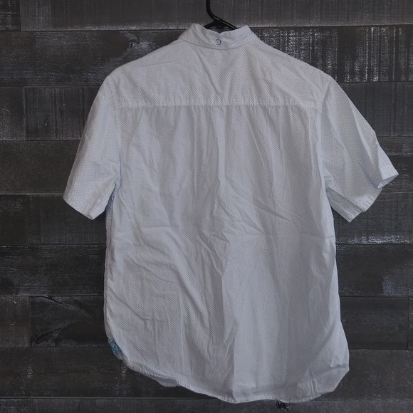 Short Sleeve Shirt Mens Adult Size M Peached Poplin Tailored Metal Button Front - Picture 6 of 9
